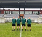 Sami Nykänen (vas.), Oskari Hämäläinen, Joni Hyytiä ja Veli-Matti Leppänen Sportpark Eschen-Maurenilla 11.11.2021. Kuva: Sami Nykäsen kotialbumi. 