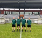 Sami Nykänen (vas.), Oskari Hämäläinen, Joni Hyytiä ja Veli-Matti Leppänen Sportpark Eschen-Maurenilla 11.11.2021. Kuva: Sami Nykäsen kotialbumi. 