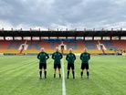 Sami Nykänen (vas.), Oskari Hämäläinen, Antti Munukka ja Jan-Peter Aravirta Aqtöben keskusstadion 3.6.2021. Kuva: Antti Munukan kotialbumi.